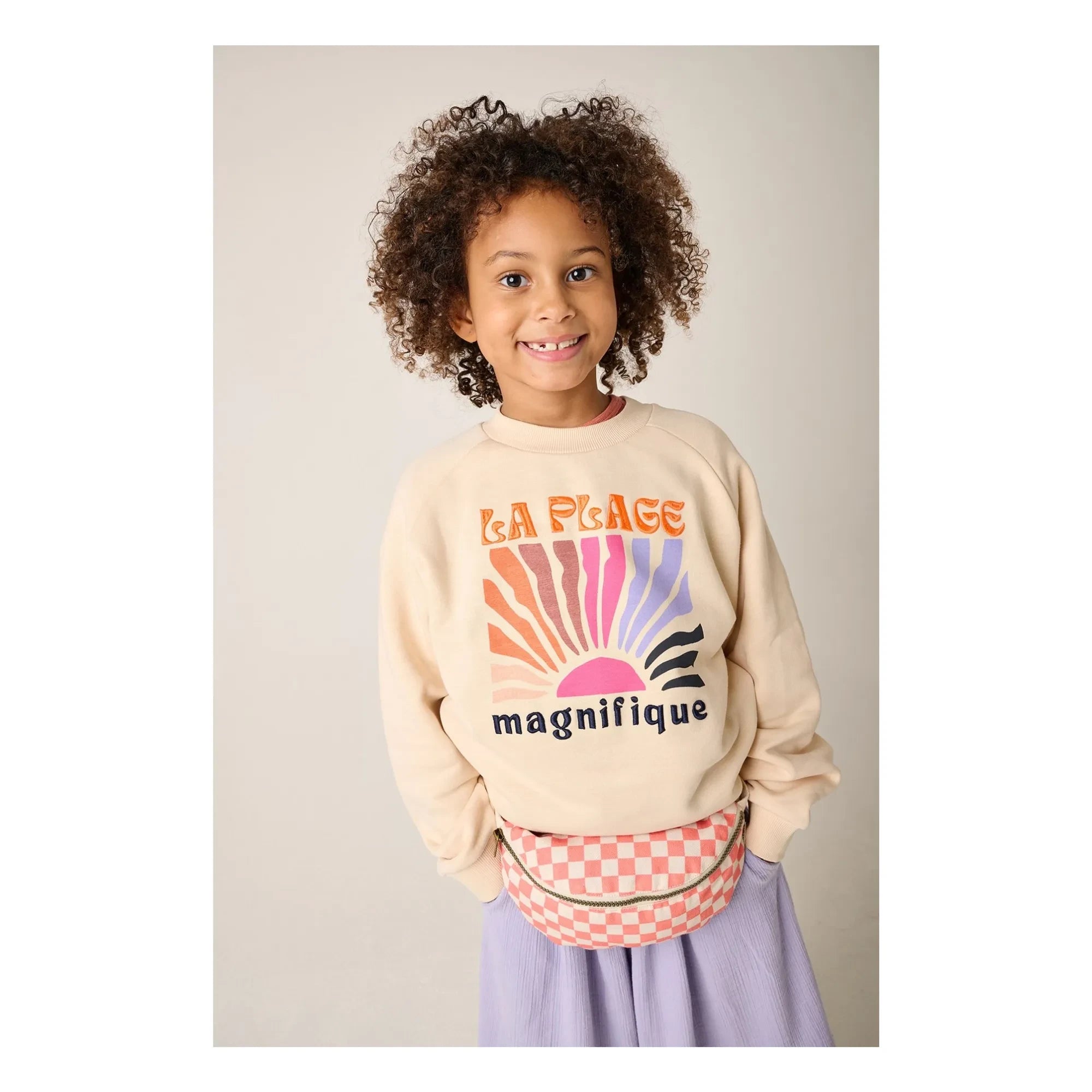 Tumble N'Dry - Prugna organik pamuklu sweatshirt | Ecru