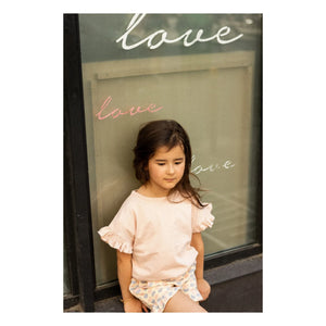 Louis Louise - Astrée Ruffled Shorts Terry Fabric Hearts | Dusty Pink