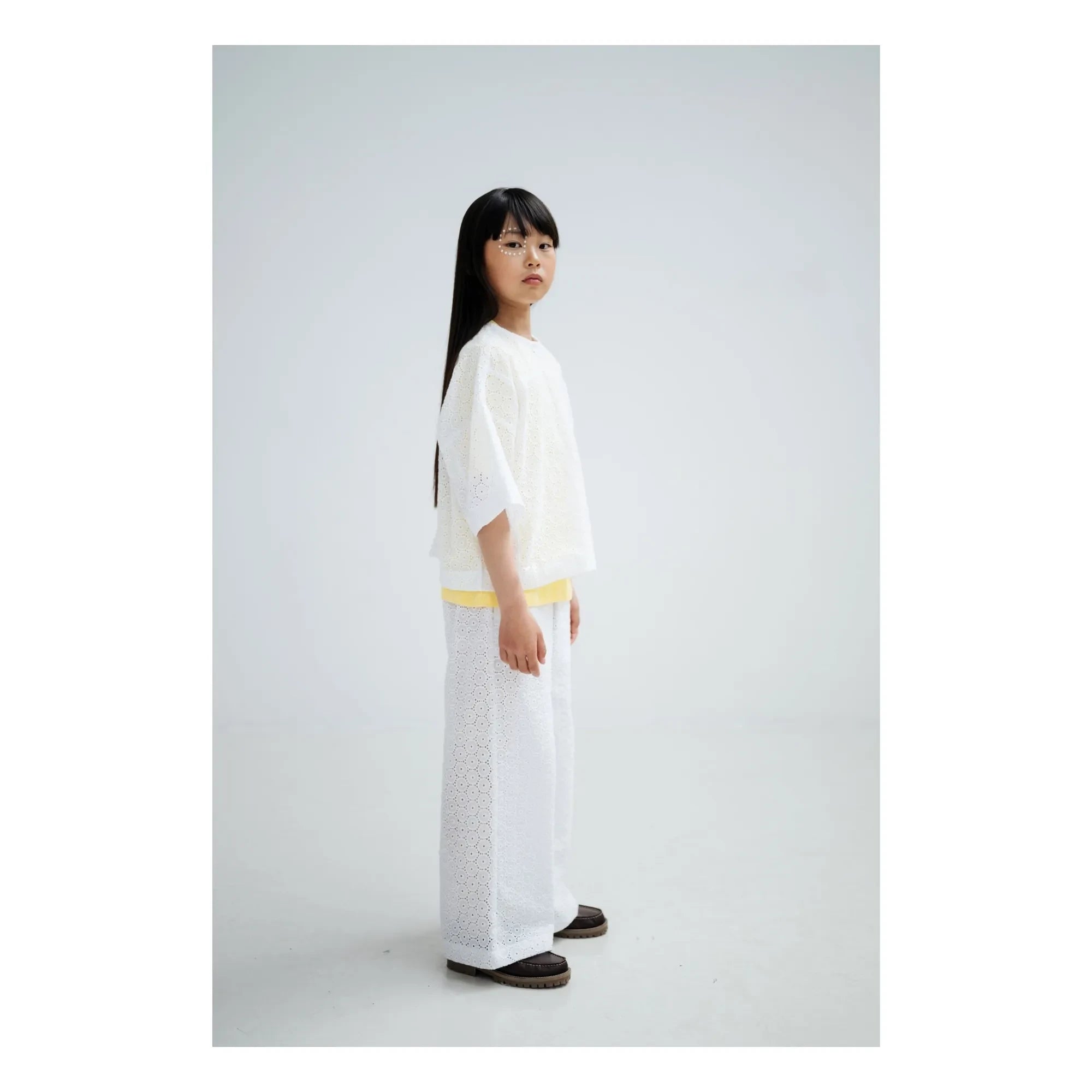 Repose AMS - Button-back blouse Embroidered Anglaise Organic cotton | White