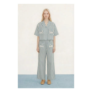 The Tiny Big Sister - Linen and cotton swan shirt | Blue