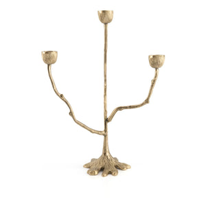 Doing Goods - Misty Recycled Rice Tripod Candle Holder | Gold