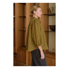 Marlot Paris - Appoline Mini Leopard Pattern Double-Layer Cotton Gauze Blouse - Women's Collection | Brown