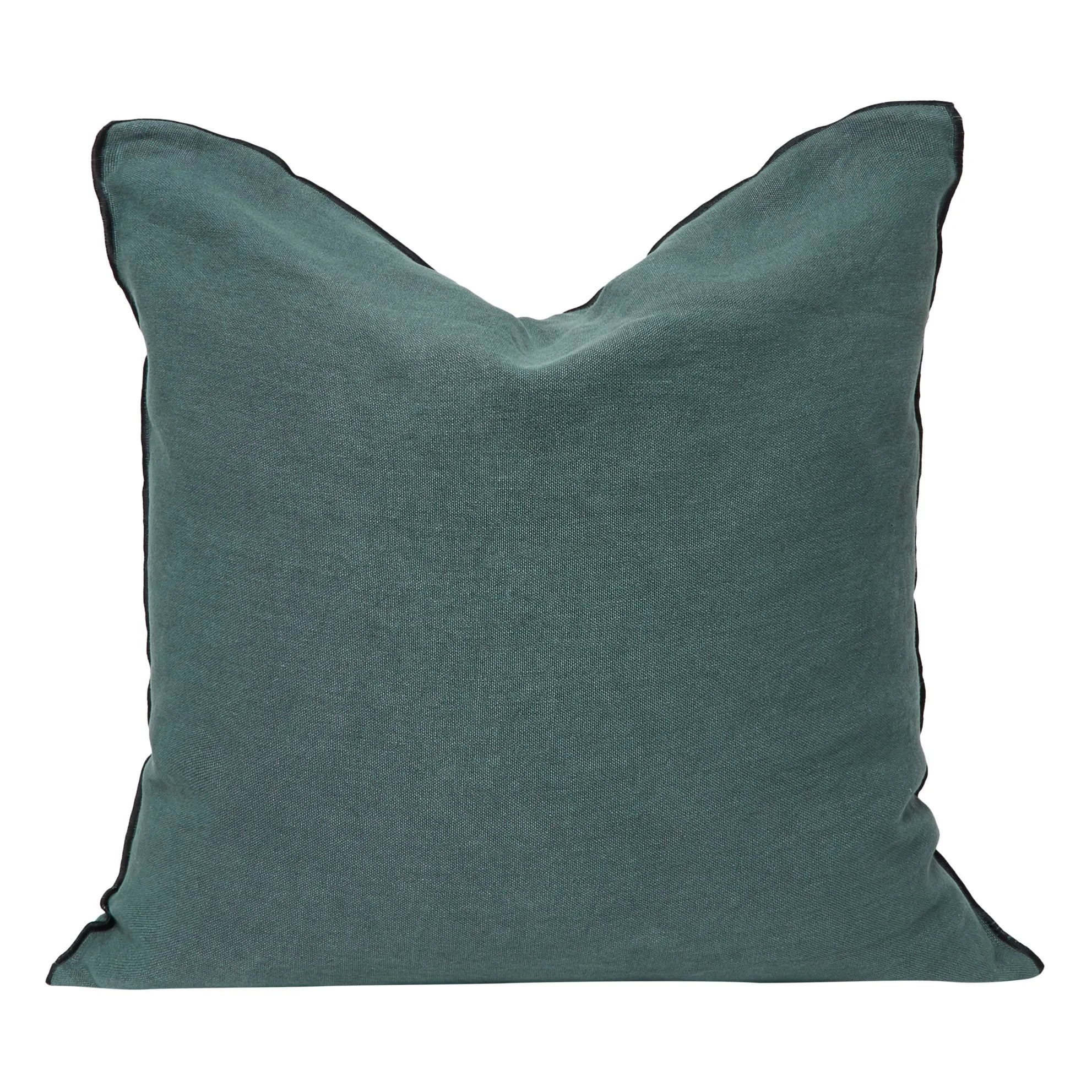 Maison de Vacances - Vice Versa Black Stripe Stone-Washed Linen Pillow | Ink