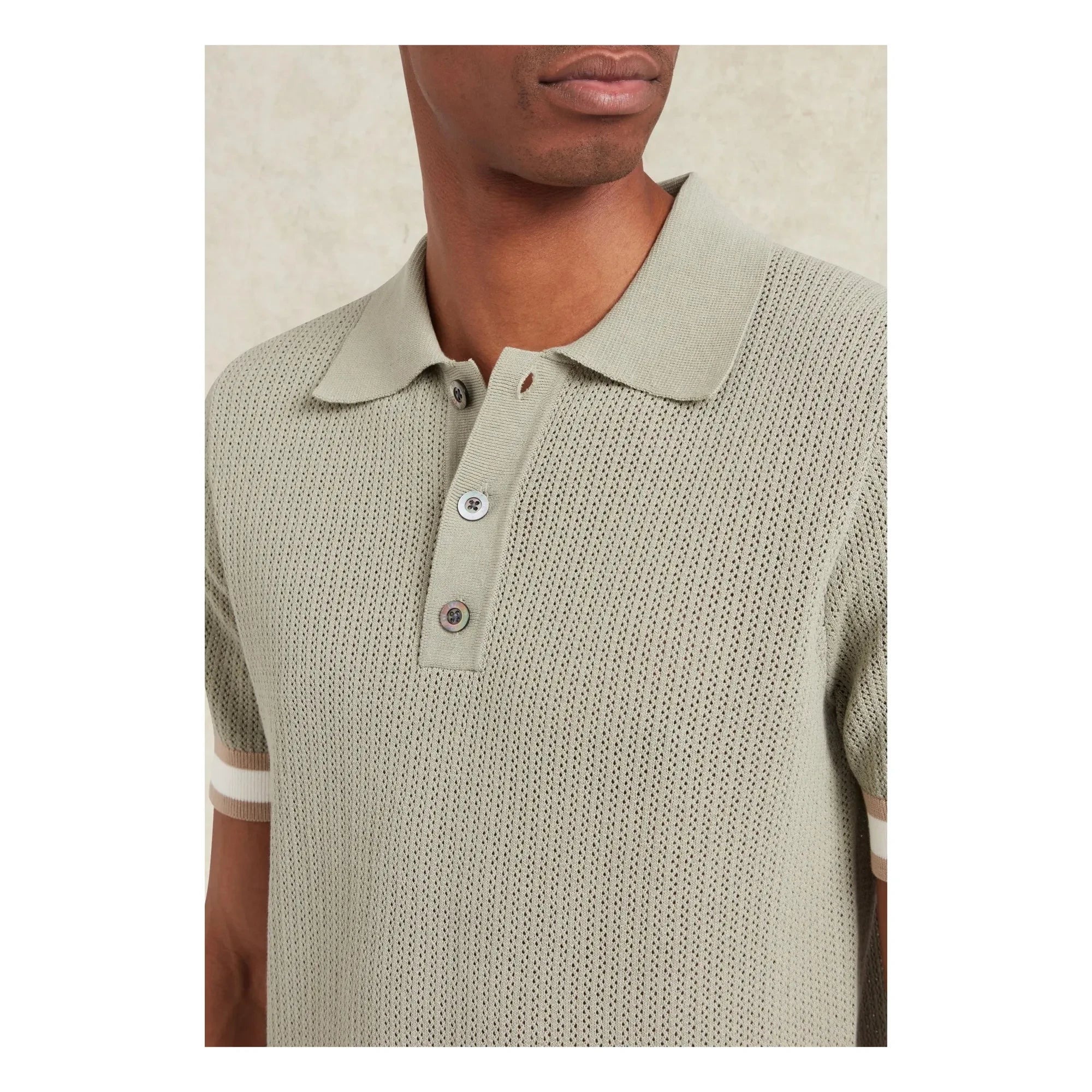 Ché Studios - Quinn Cotton Polo T-shirt | Beige - Green