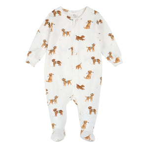 Petit Lem - Organik pamuk ve Modal pijama, köpek patileri detaylı | Beyaz