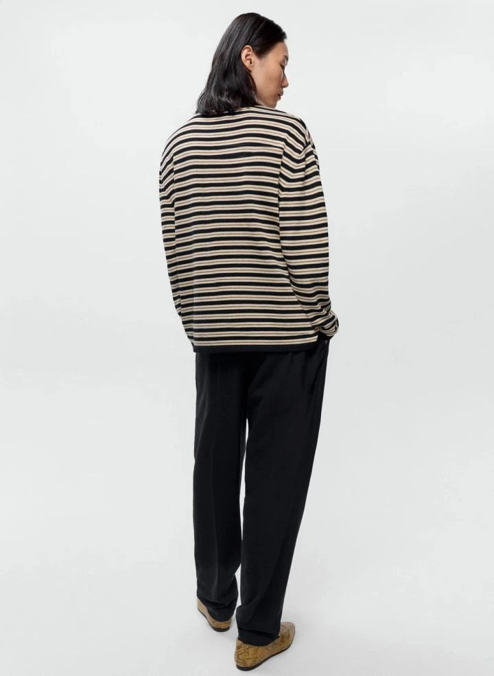 Cordera - Striped Organic Cotton T-Shirt | Black