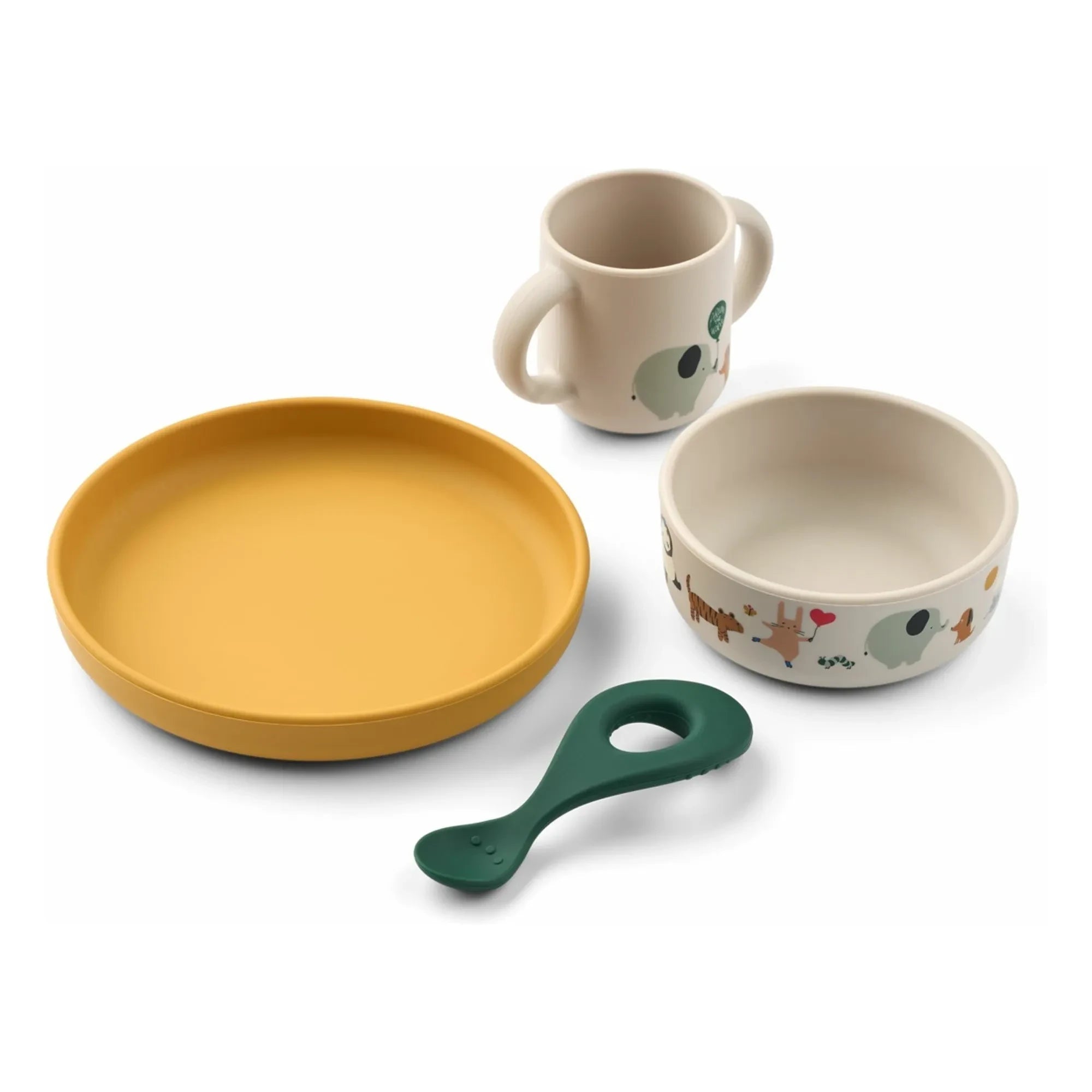 Liewood - Vivi Silicone Plate Set - 4-piece | Around the World/Sandy