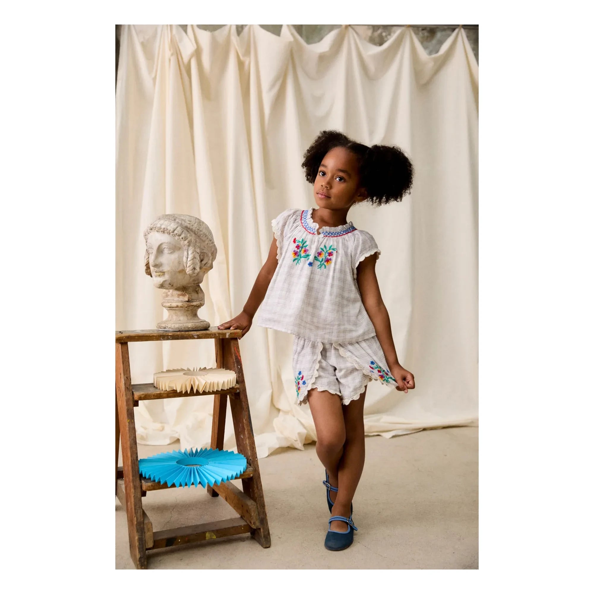 Louise Misha - Perla Blouse Organic Cotton Tiles | Cream