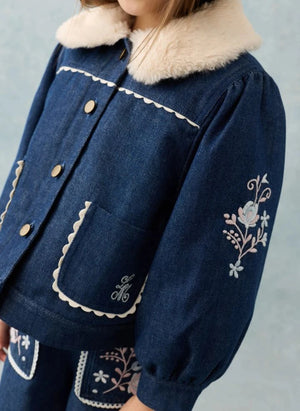 Louise Misha - Rafalina Denim Ceket | Koyu Mavi