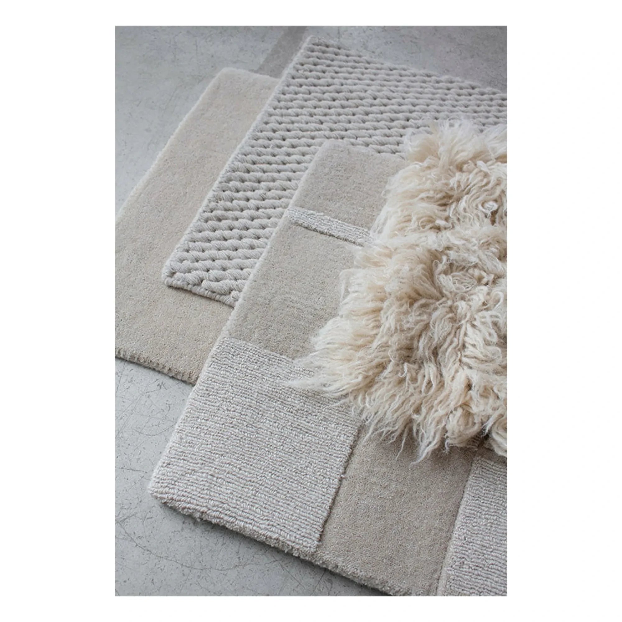 Layered - Fluffy Wool Rug | Beige