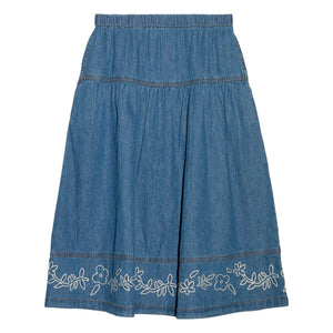 Hundred Pieces - Cally Embroidered Skirt | Denim Blue