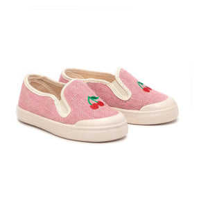 Pèpè - Pink T-Shirts with Cherry Embroidery Slip-Ons