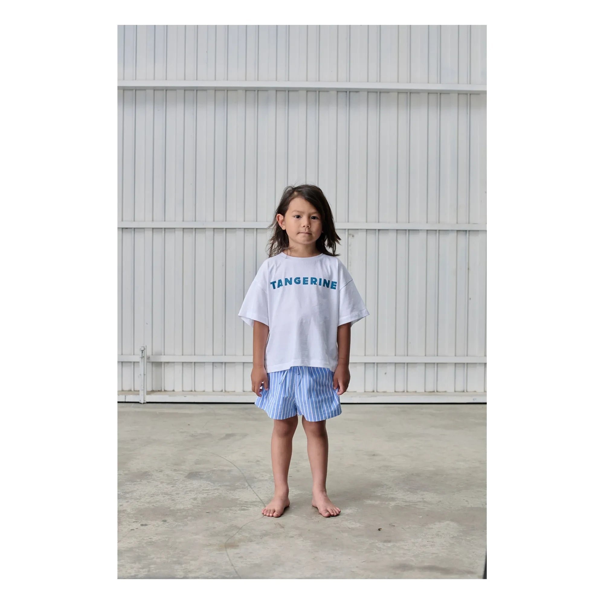 Tangerine - Striped Shorts | Light Blue