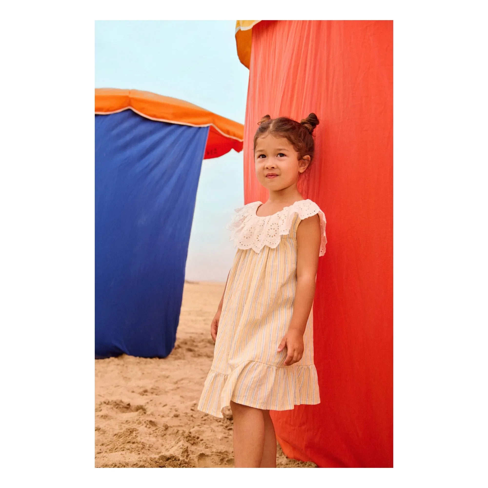Louise Misha - Danya Striped Organic Cotton Dress | Yellow