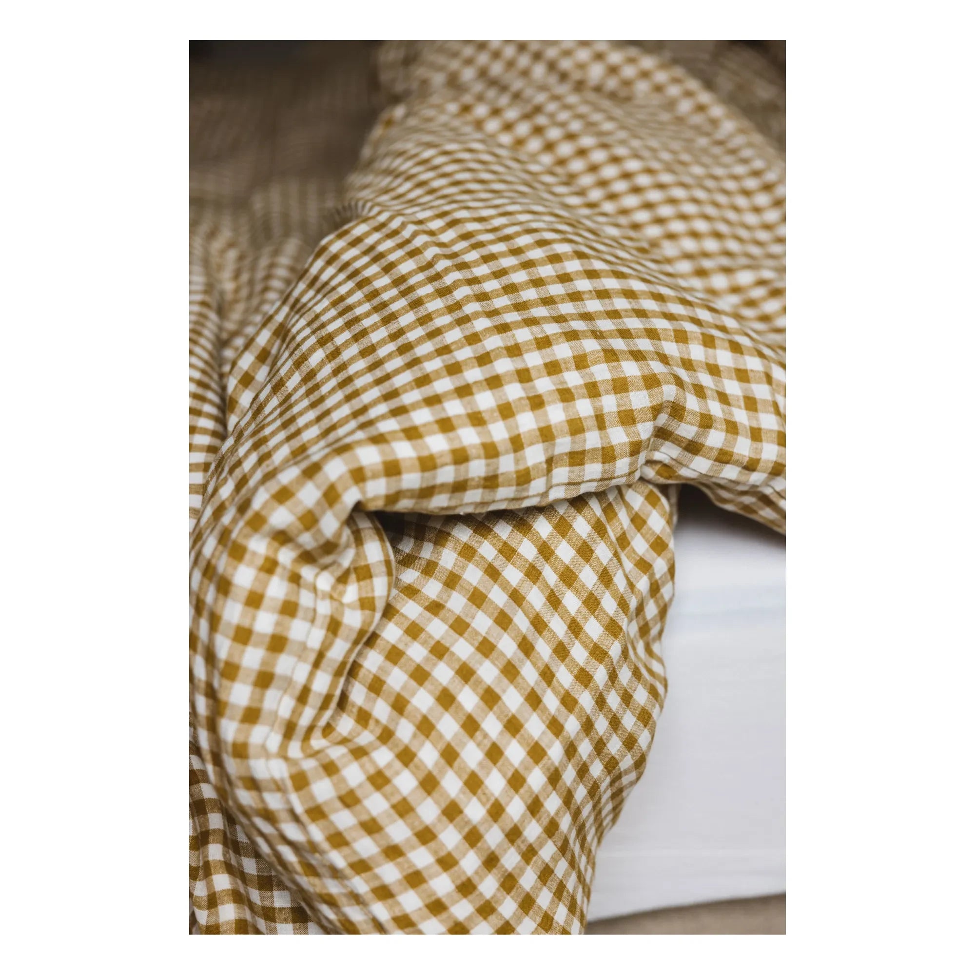 Gabrielle Paris - Gingham Washed Linen Duvet Cover | Yellow Curry