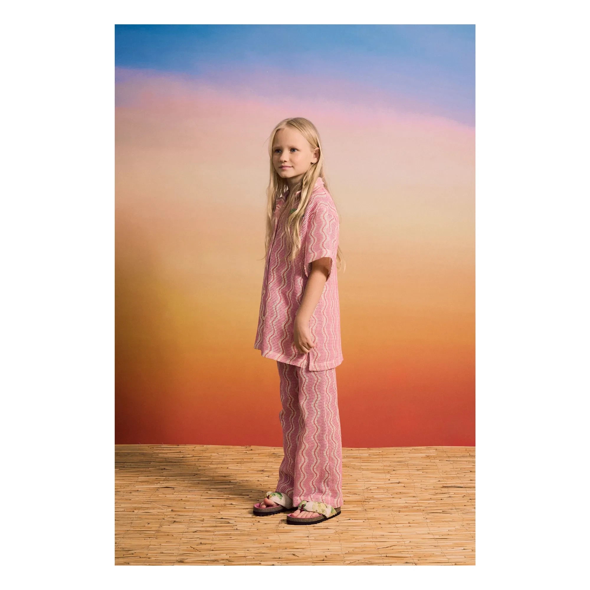 Maison Mangostan - Wavy Knit Shirt | Pink