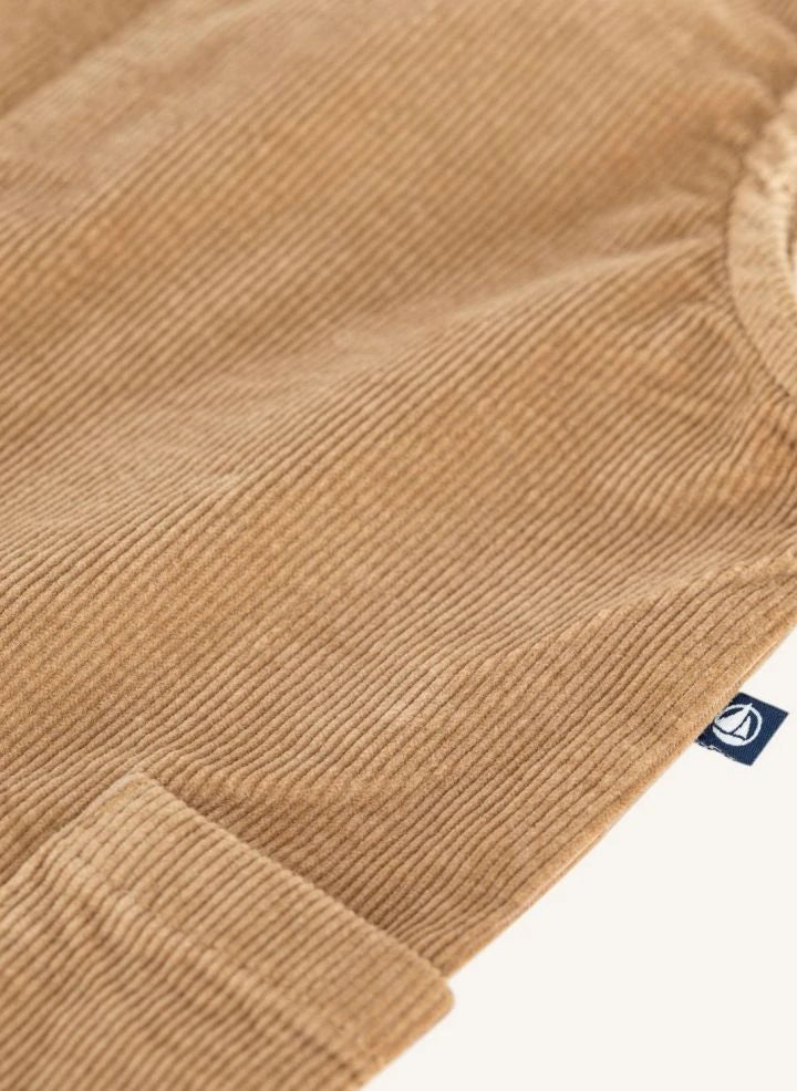 Petit Bateau - Organik Pamuklu Kadife Tulum | Camel