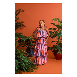 Maison Mangostan - Striped Ruffle Crop Top | Pink