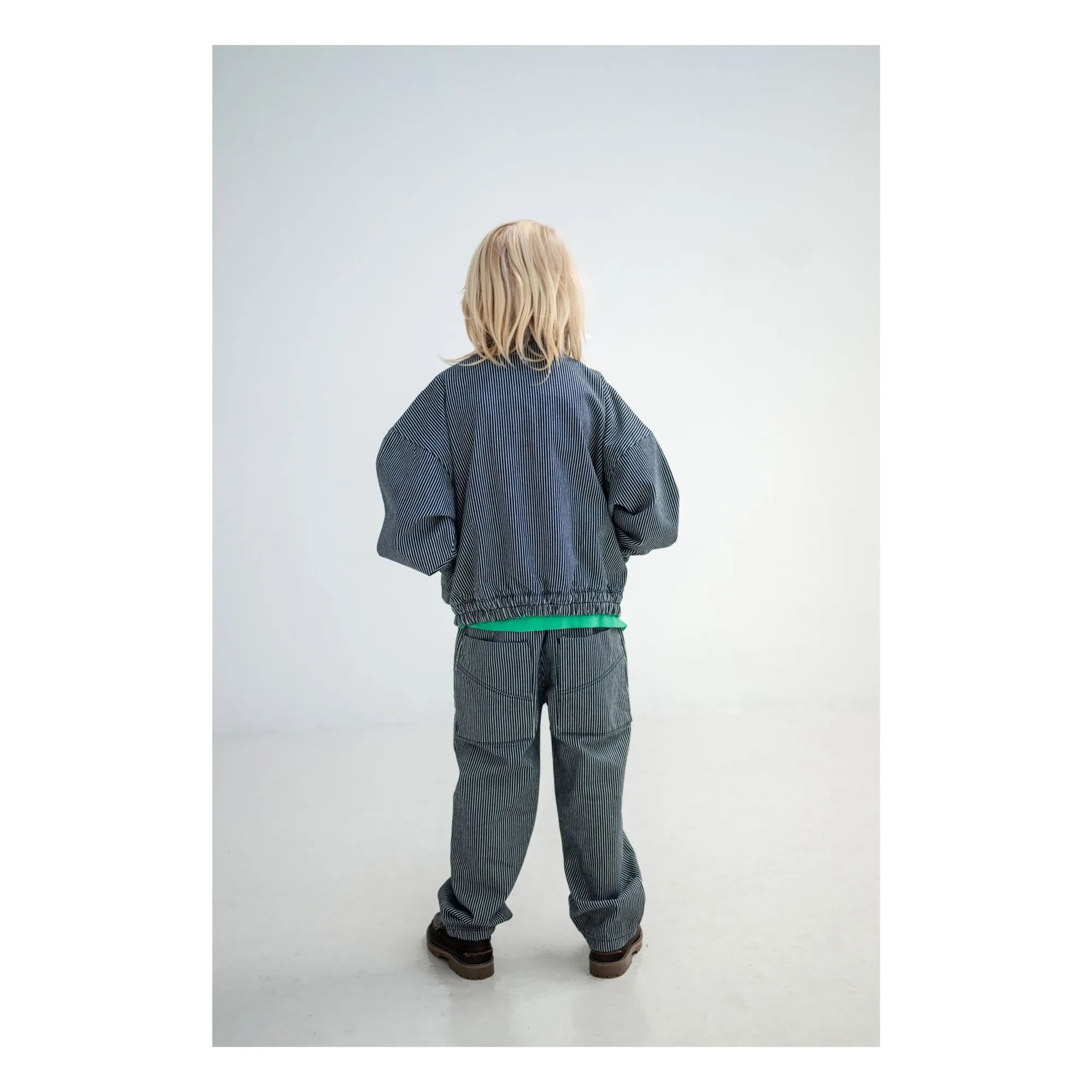 Repose AMS - Striped Organic Cotton Windbreaker | Blue
