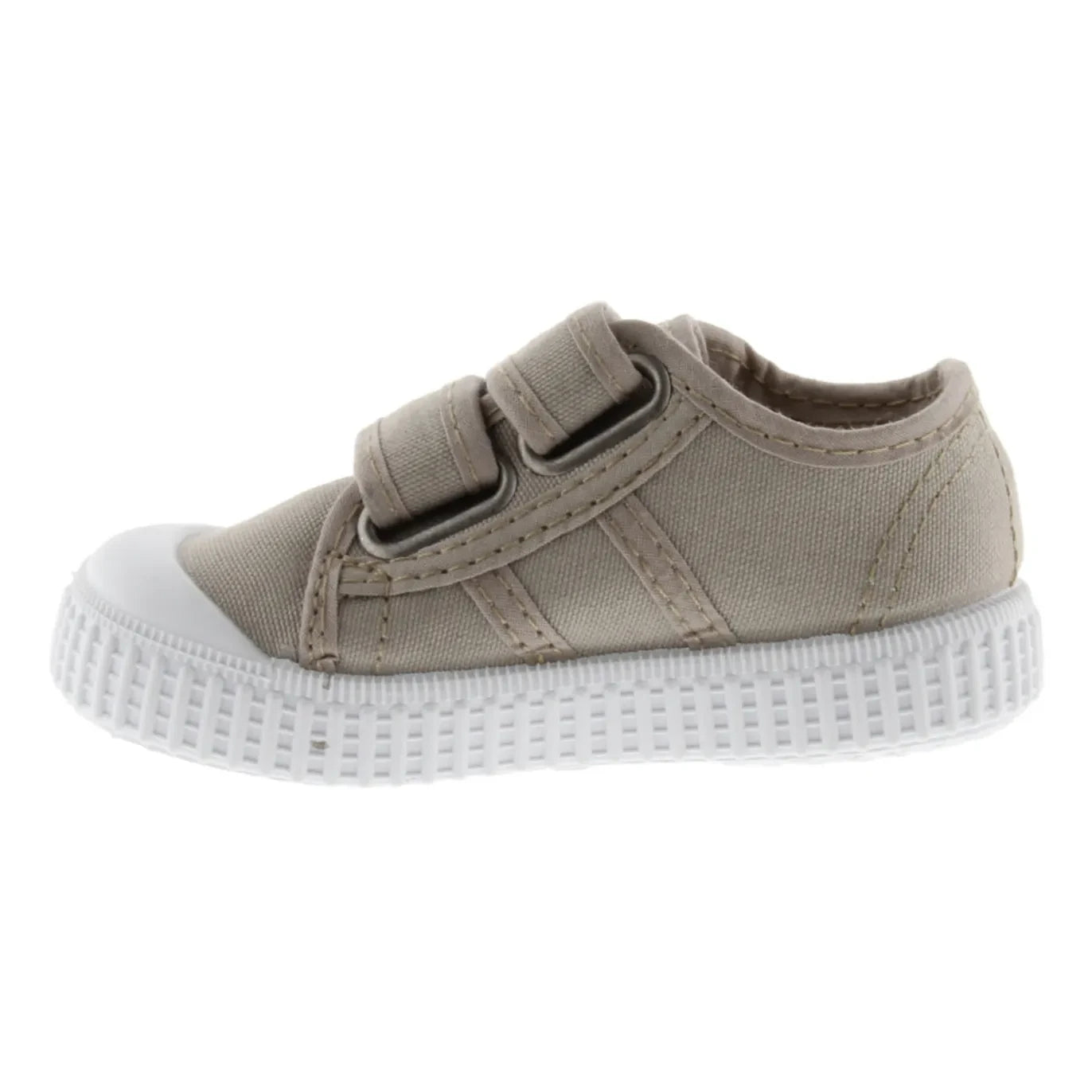 Victoria - Striped Canvas Velcro Sneakers | Beige