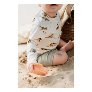 Petit Lem - Dinosaur Recycled Fiber UV Protective T-Shirt and Shorts Set | Khaki