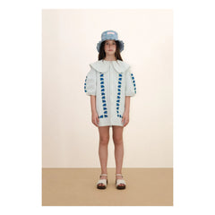 Tinycottons - Çiçek Oversize Yaka Elbise | Mavi