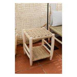 Cosydar - Palm Leaf and Raw Wood Nightstand