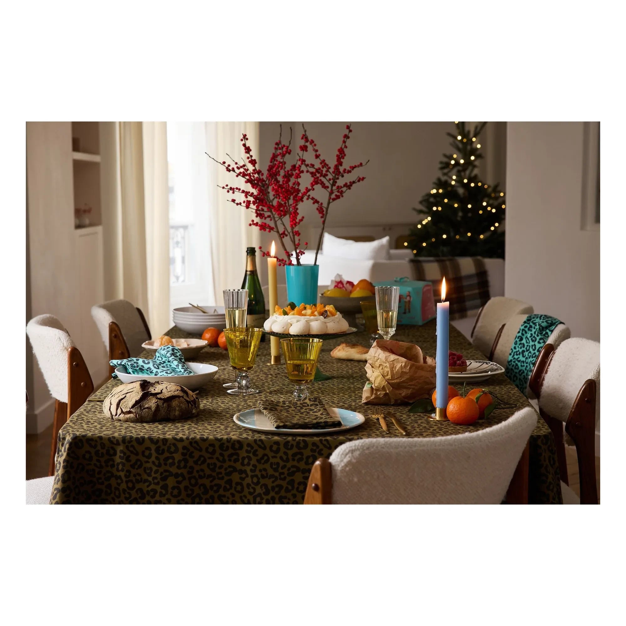 Rose in April - Thelma Graou Tablecloth | Olive