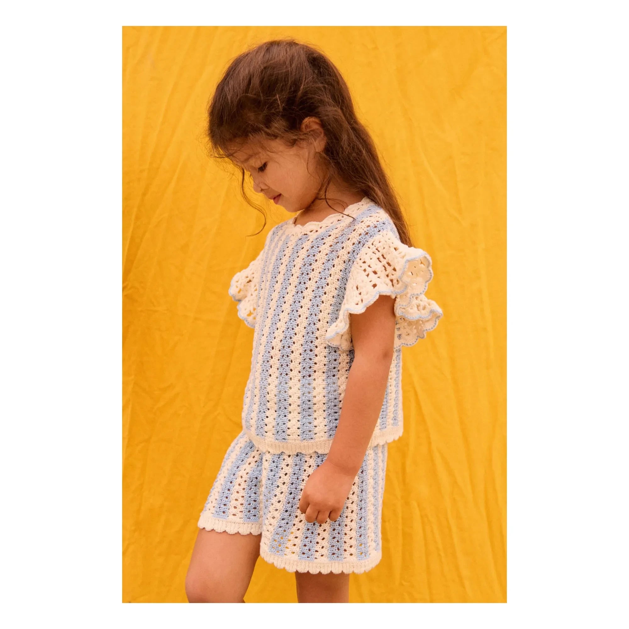 Louise Misha - Lyse Striped Mesh T-shirt | Blue