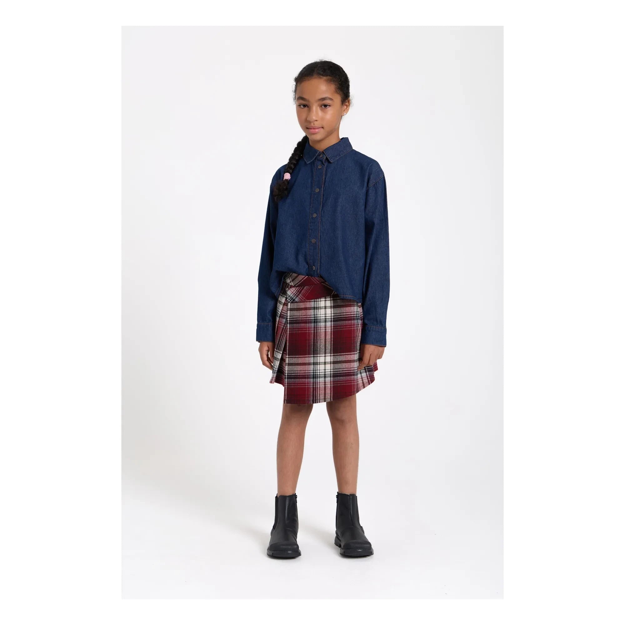 Finger in the Nose - Sterling Check Asymmetric Skirt | Aubergine