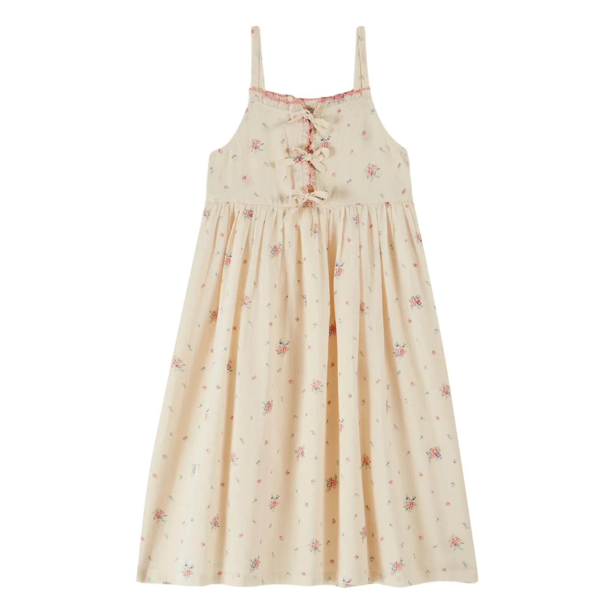 Emile et Ida - Organic Cotton Floral Knotted Dress | Cream