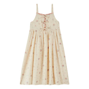 Emile et Ida - Organic Cotton Floral Knotted Dress | Cream