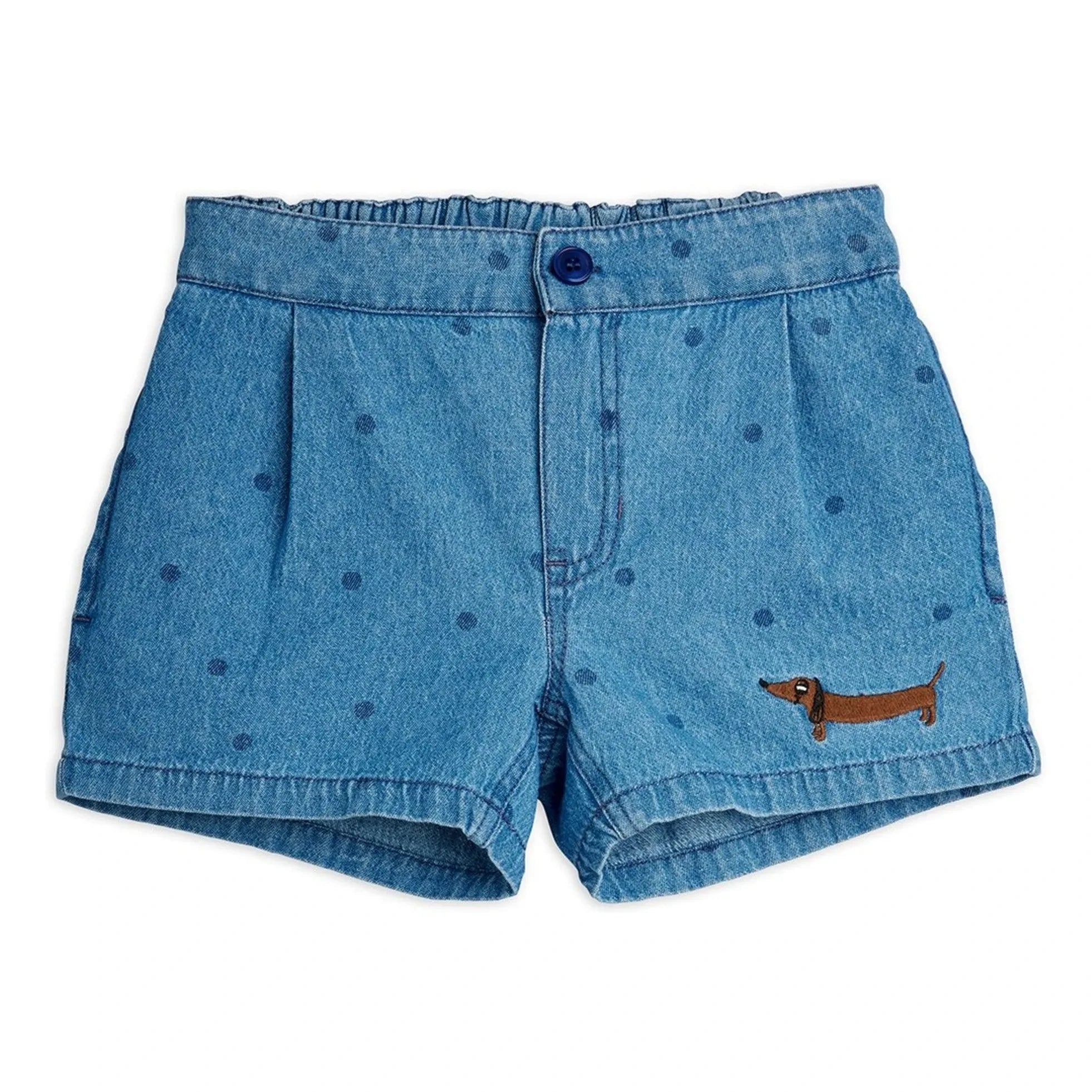 Mini Rodini - Organic Cotton Polka Dot Denim Shorts | Blue