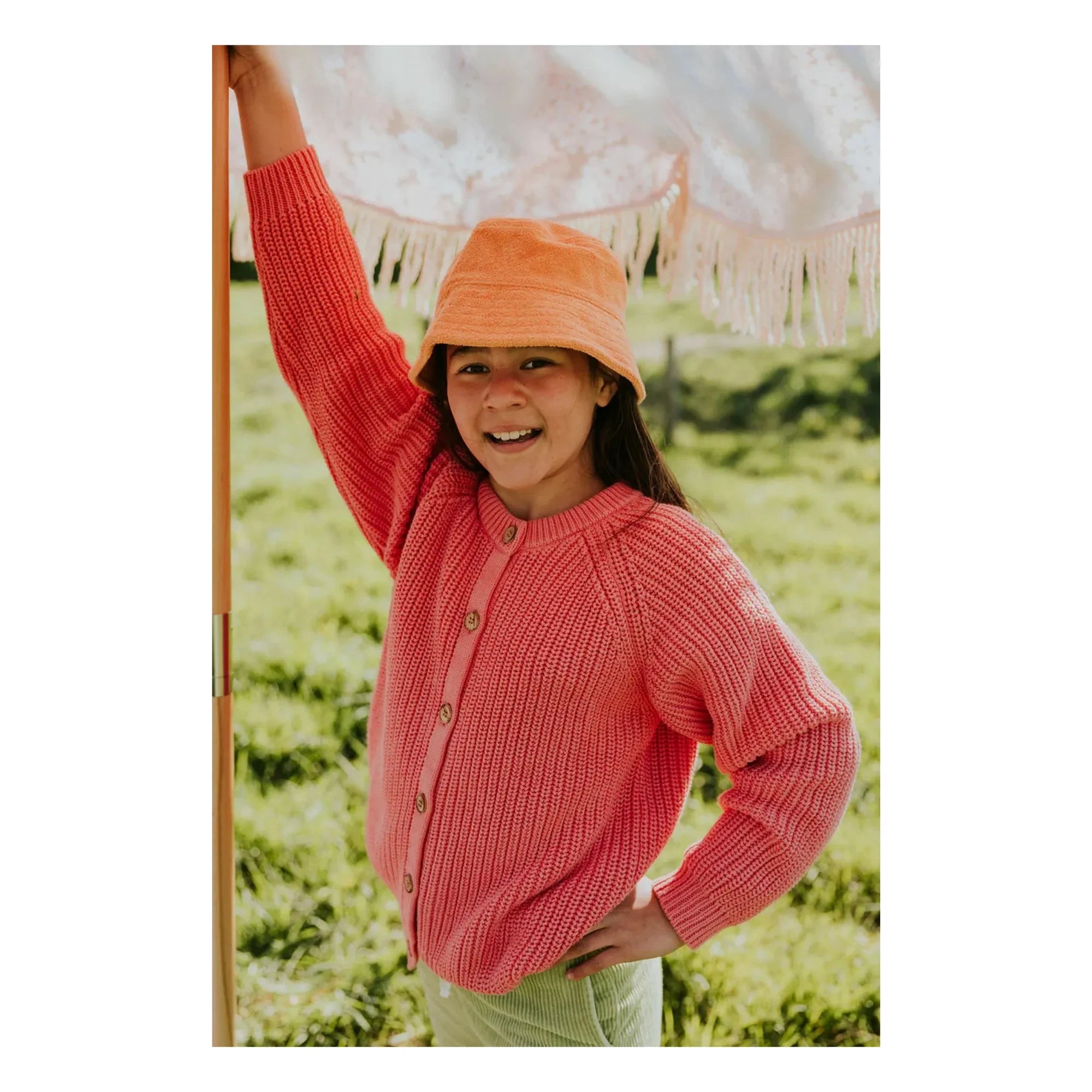 Yuki - Organic Cotton Raglan Cardigan | Blush