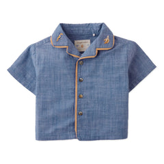 Gingersnaps - Steven Embroidered Banana Chambray Shirt | Blue