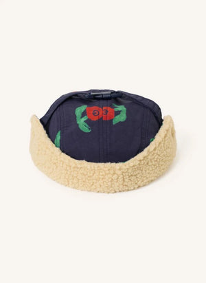 Bobo Choses - Flowered Sherpa Hat Recycled Fibers | Navy