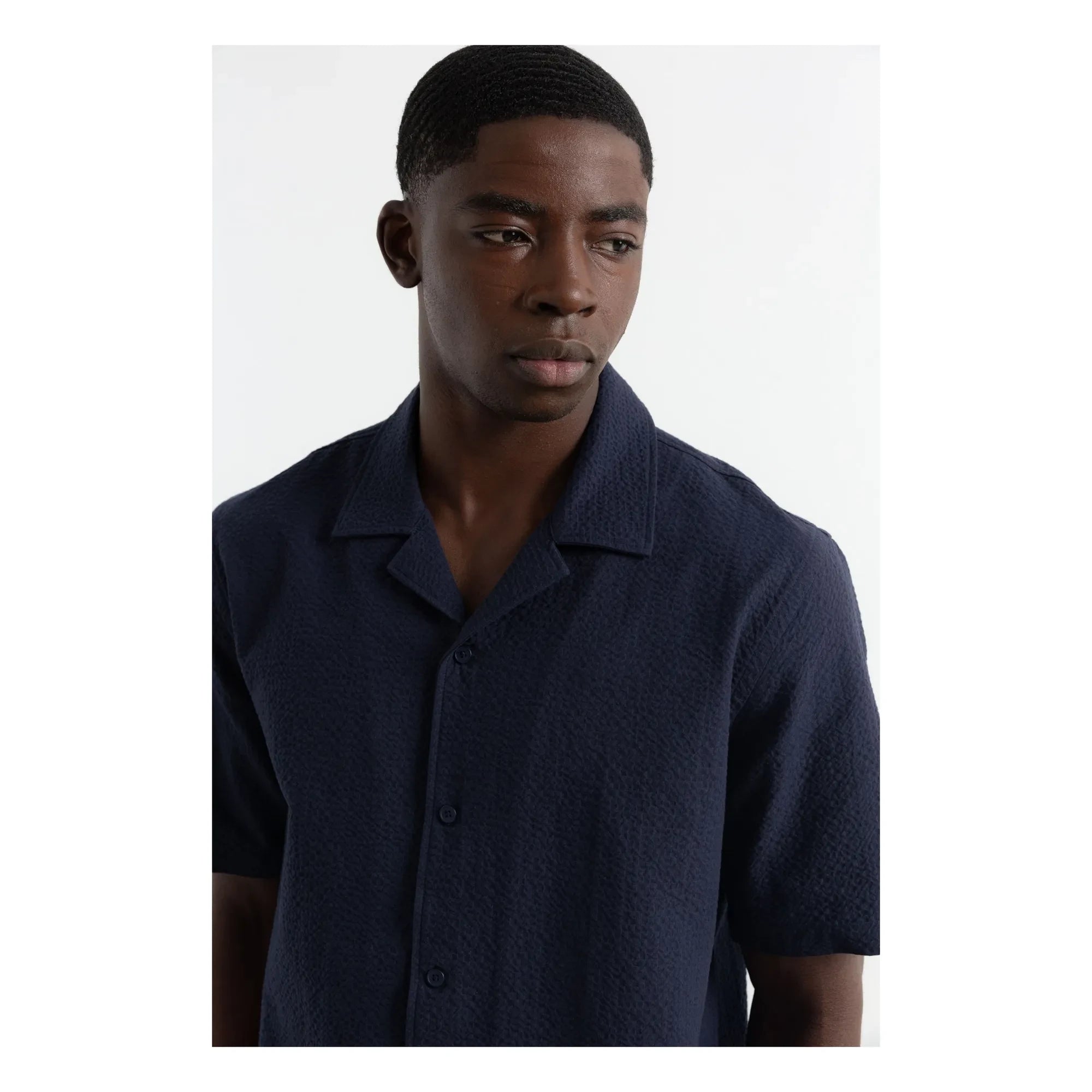 Edmmond Studios - Travis Short Sleeve Shirt | Dark Blue