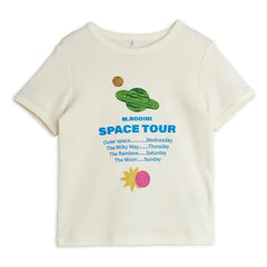 Mini Rodini - Space Tour organik pamuklu Tişört | Ecru