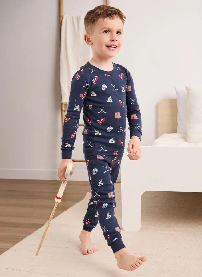 Petit Lem - Organic Cotton Hockey Pajamas | Navy
