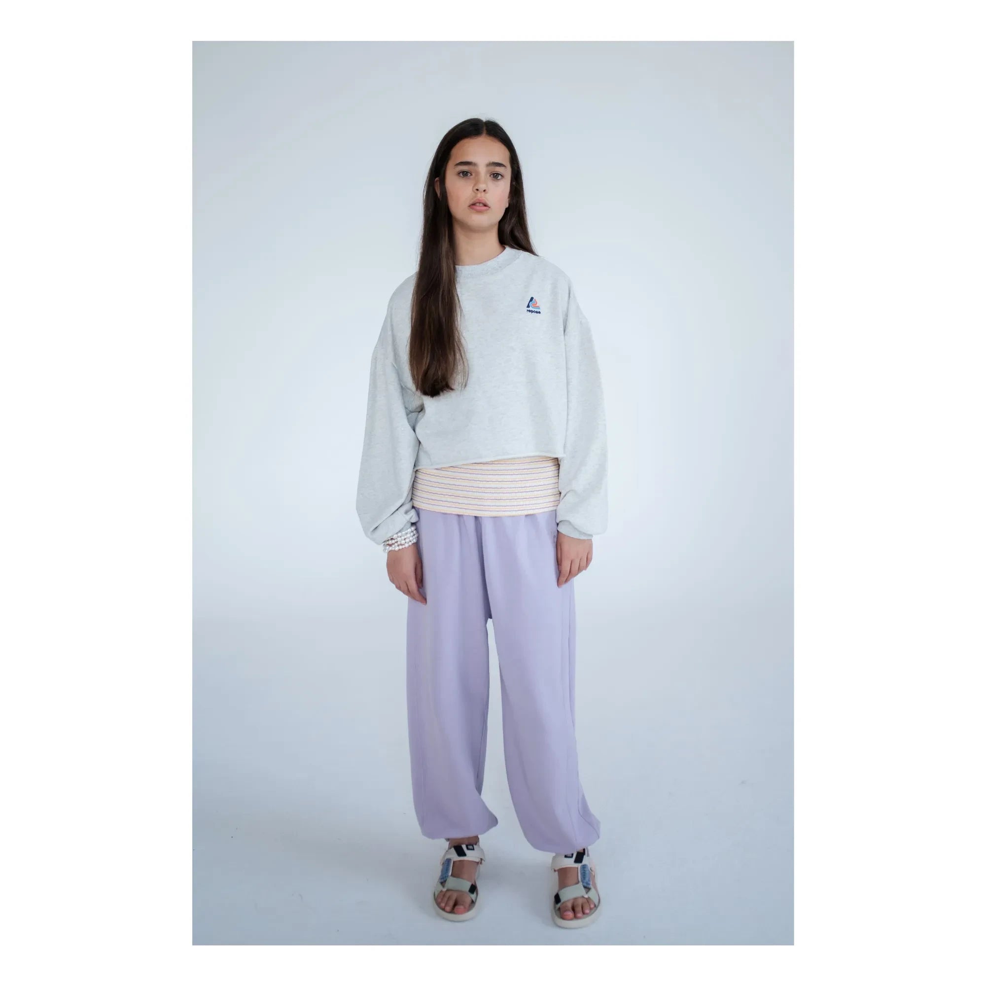 Repose AMS - Organic Cotton Crop Sweatshirt | Gray Melange