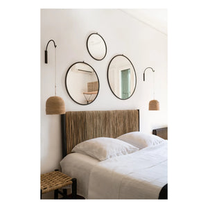 Cosydar - Palm Leaf and Raw Wood Headboard | Black