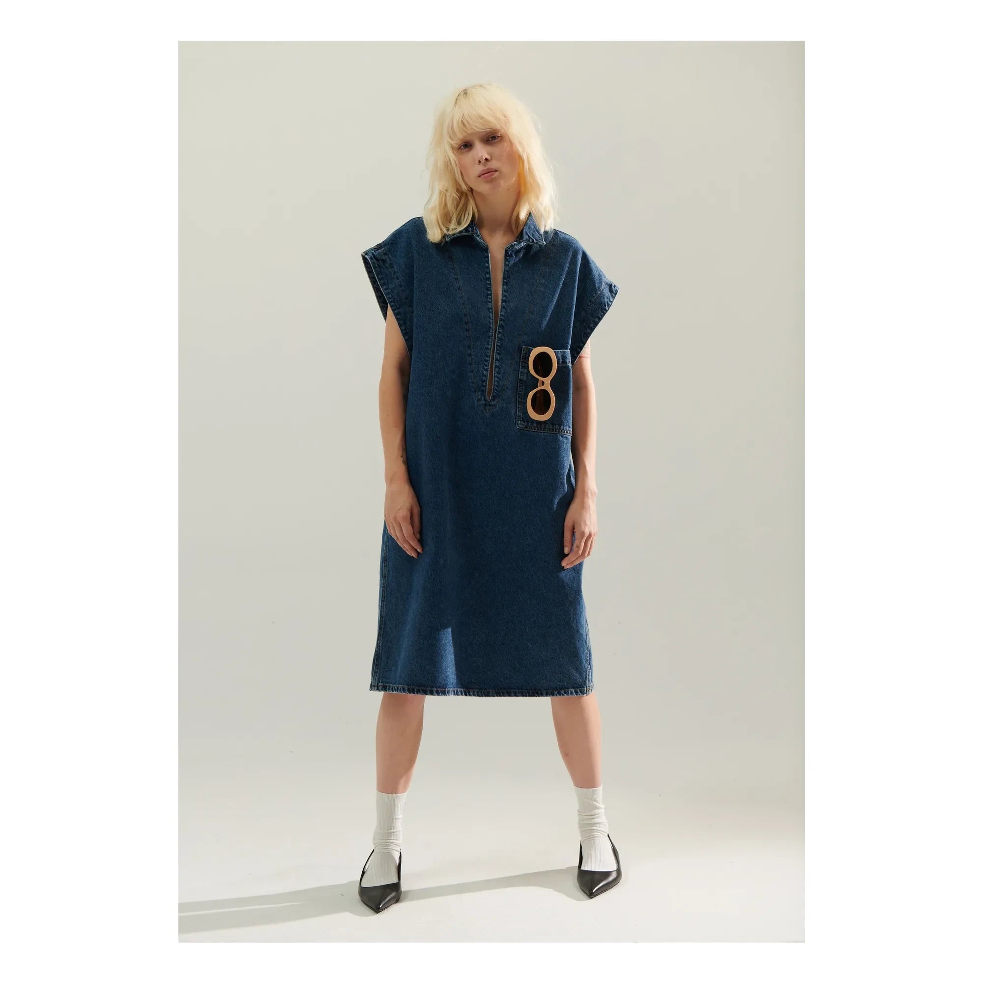 BELLEPIECE - Zafra Denim Dress | Dark Blue
