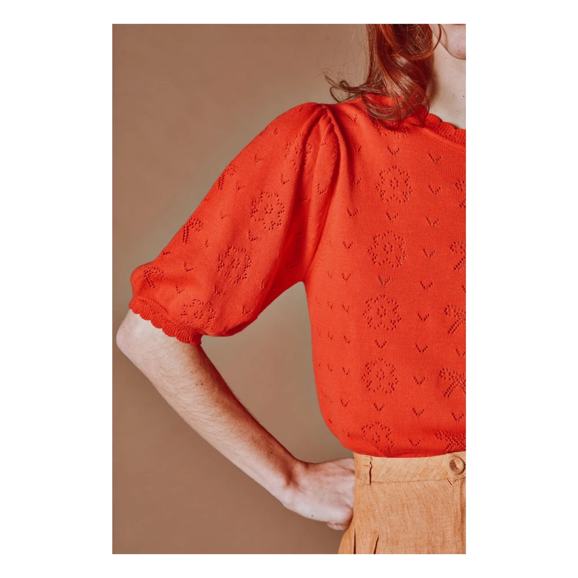 Emile et Ida - Organic Cotton Knitted Ribbed Sweater | Poppy