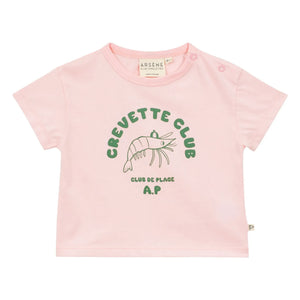 Arsène et Les Pipelettes - Shrimp Club organik pamuklu T-shirt | Soluk Pembe