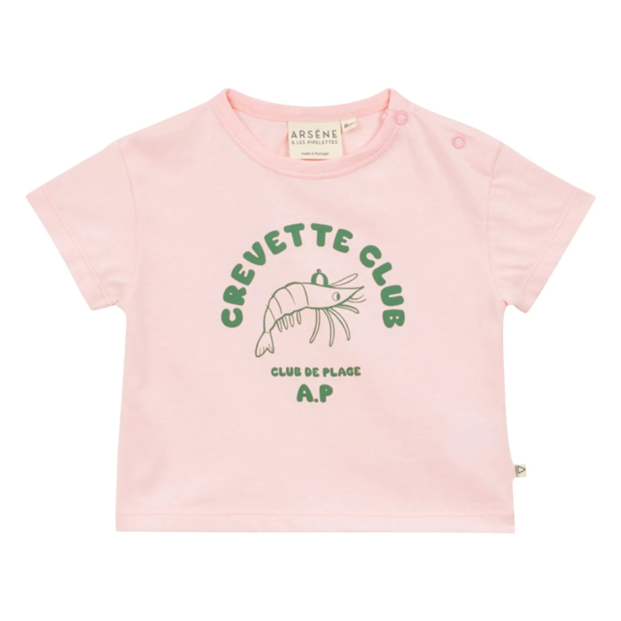 Arsène et Les Pipelettes - Shrimp Club organik pamuklu T-shirt | Soluk Pembe