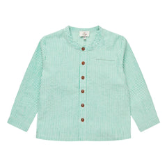 Copenhagen Colors - Striped Textured Organic Cotton Shirt | Turquoise