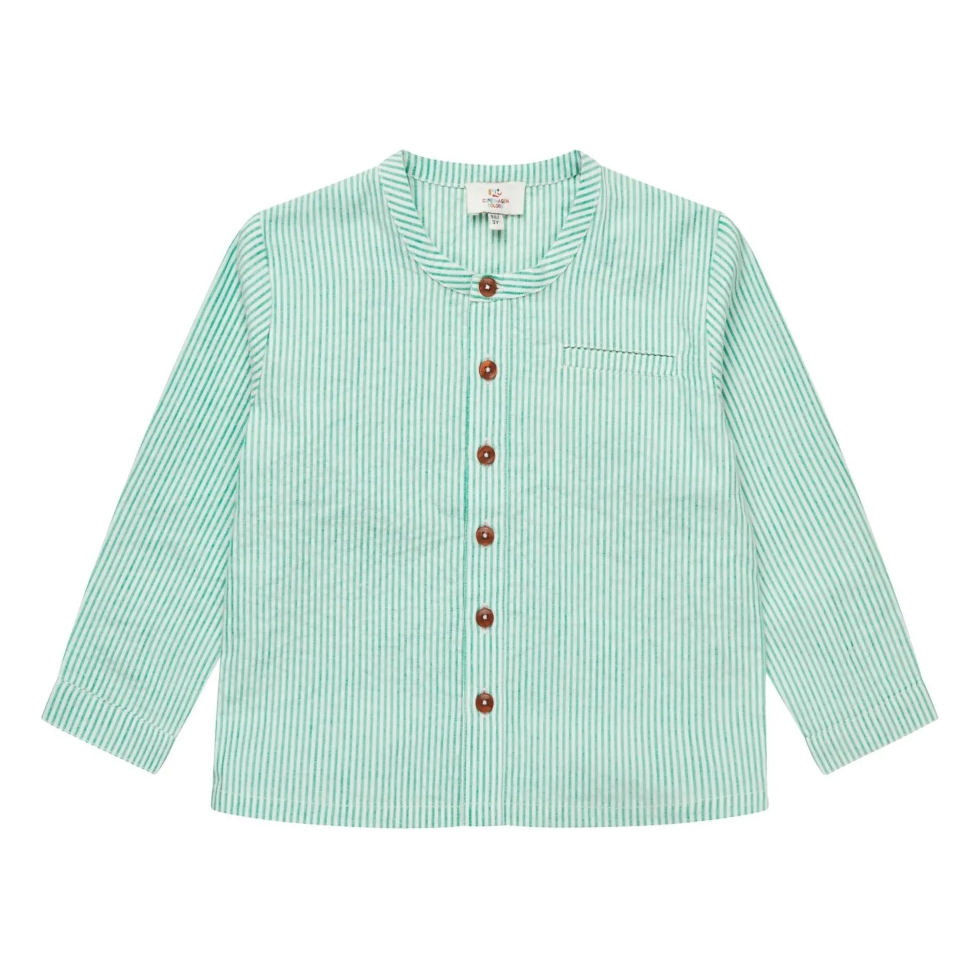 Copenhagen Colors - Striped Textured Organic Cotton Shirt | Turquoise