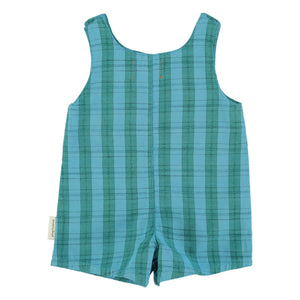Piupiuchick - Organic Cotton Checkered Romper | Blue