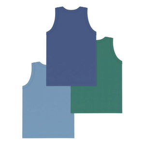 Petit Bateau - Set of 3 Plain Singlets | Blue