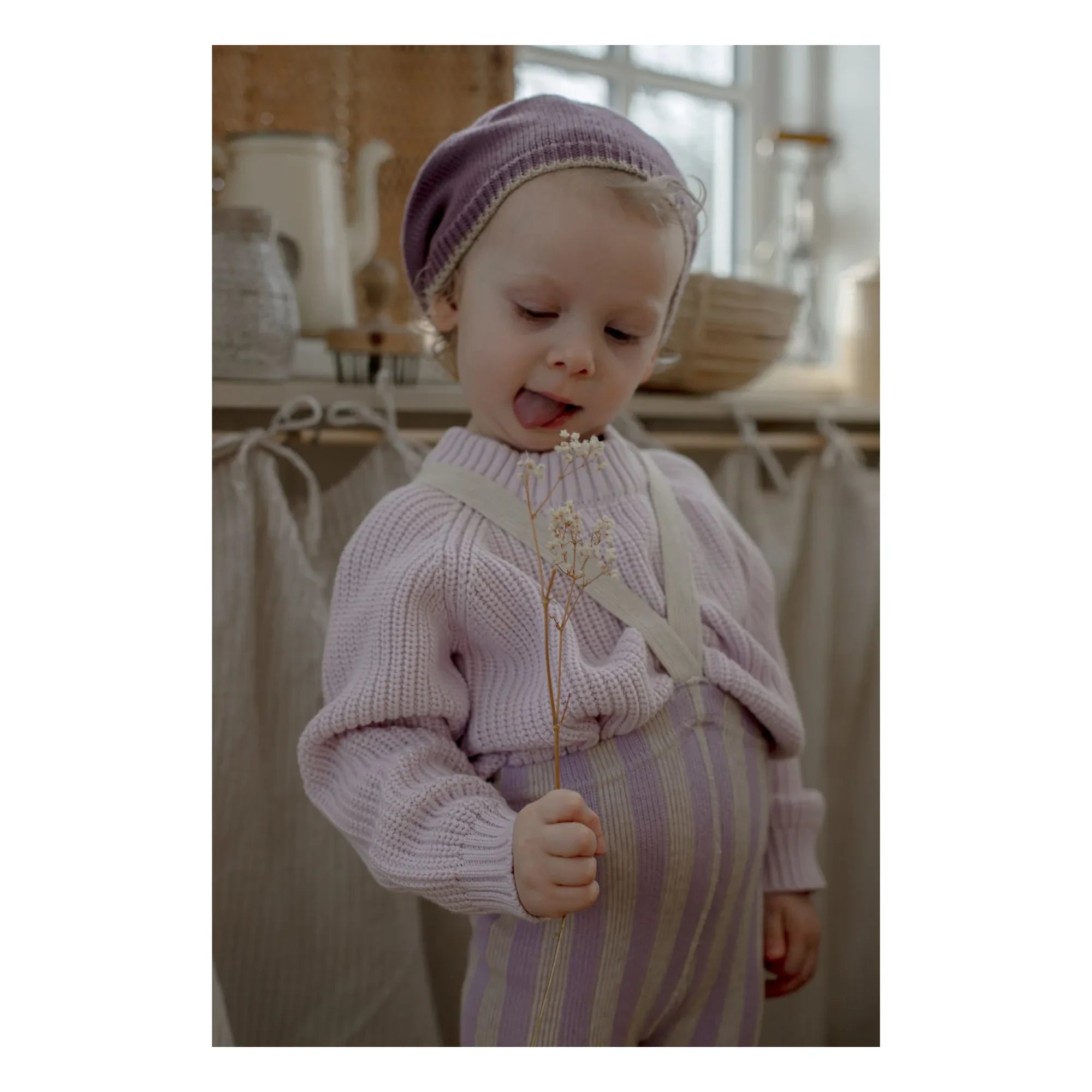 Silly Silas - Striped Organic Cotton Strapless Blind Tights | Lavender